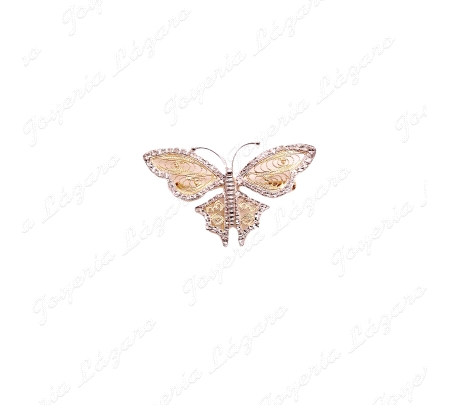 BROCHE 18KTS BICOLOR MARIPOSA