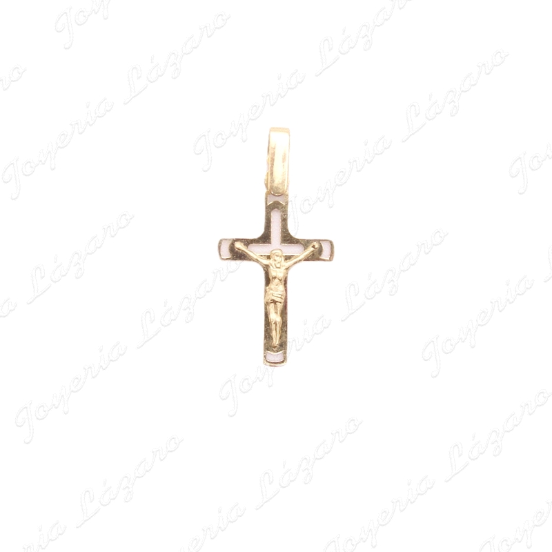 CRUZ ORO 18 KTS CHAPA LIGERA 22x13mm CALADA+CRISTO                                                  