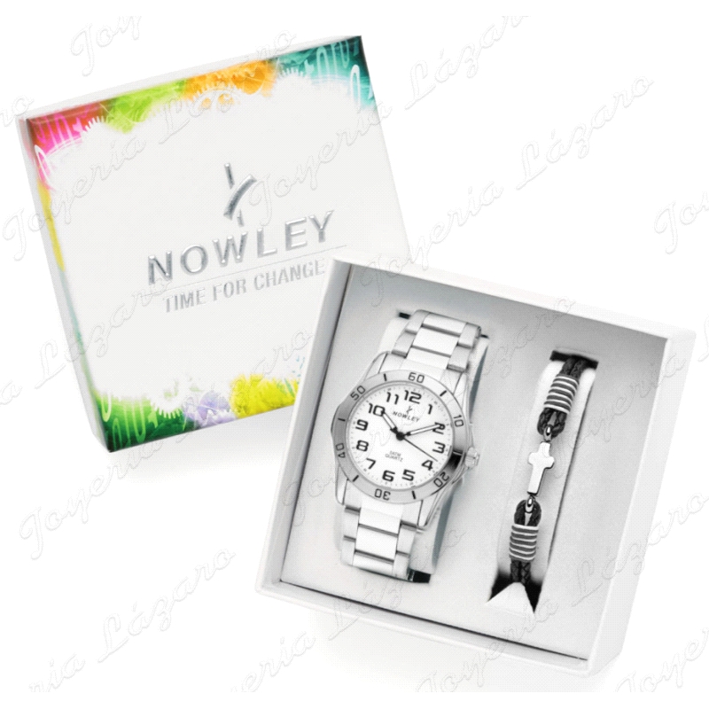 PACK NOWLEY RELOJ NIÑO COMUNION JUNIOR+PULSERA, ESF. BLANCA CORREA ACE                              