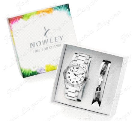 PACK NOWLEY RELOJ NIÑO COMUNION JUNIOR+PULSERA, ESF. BLANCA CORREA ACE                              