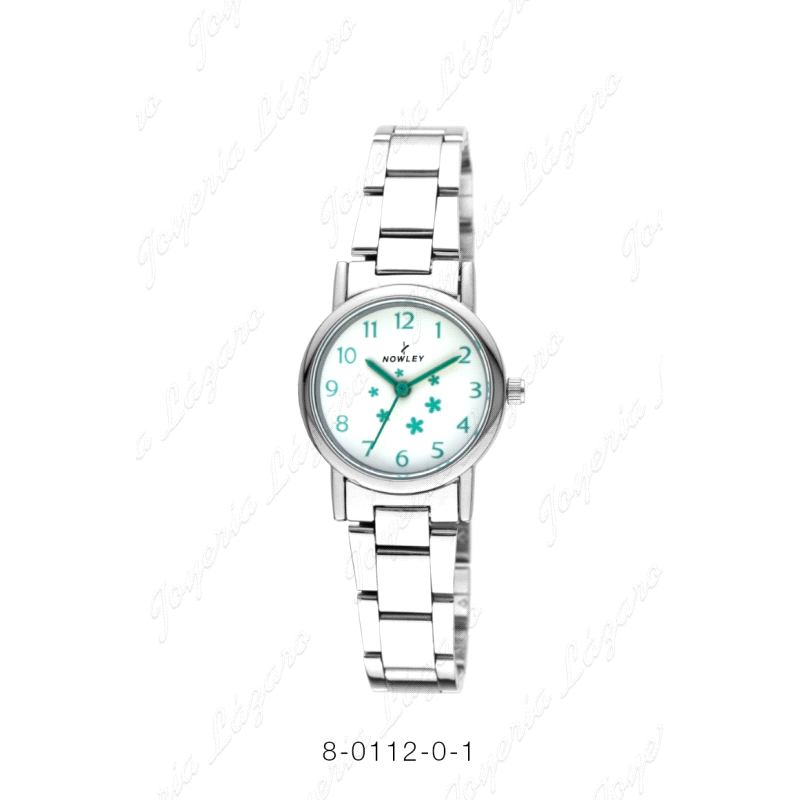 NOWLEY RELOJ JUNIOR NIÑA COMUNION BLANCO ESTRELLITAS Y NUMEROS VERDES                               