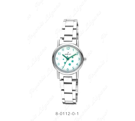 NOWLEY RELOJ JUNIOR NIÑA COMUNION BLANCO ESTRELLITAS Y NUMEROS VERDES                               