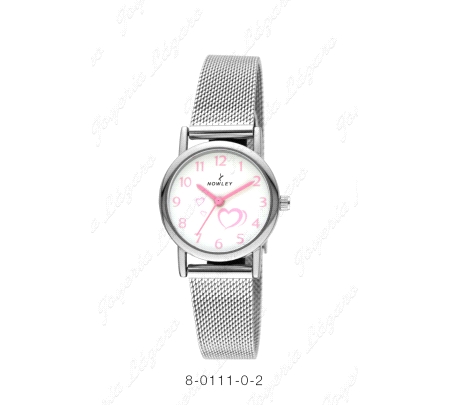 NOWLEY RELOJ JUNIOR CHICA COMUNION BLANCO CORAZONES Y NUMEROS ROSAS                                 