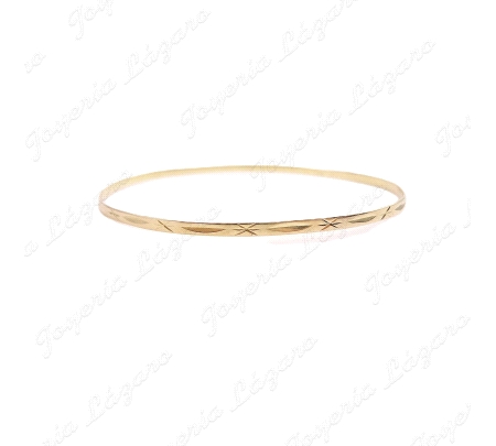 PULSERA 1/2 CAÑA ORO 18KT OCASION TALLADO ESTRELLAS+BANDAS 2.5MMX67IN