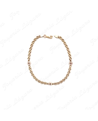 PULSERA ORO 18KT OCASION PANTER+3 ROSETONES CIRCONITAS                                              