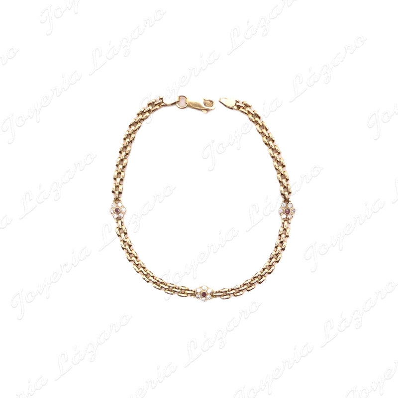 PULSERA ORO 18KT OCASION PANTER+3 ROSETONES CIRCONITAS                                              