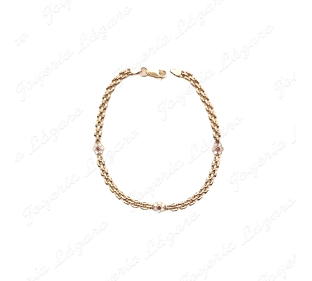 PULSERA ORO 18KT OCASION PANTER+3 ROSETONES CIRCONITAS                                              
