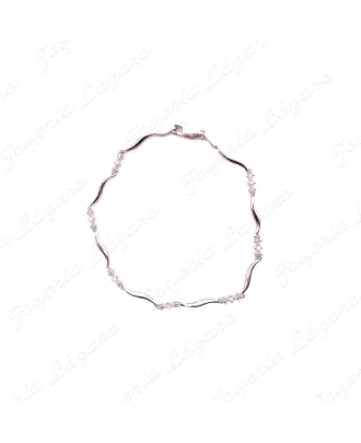 PULSERA ORO 18KT BLANCO SEMINUEVO TRAMOS 3 CIRCONITAS GARRAS                                        