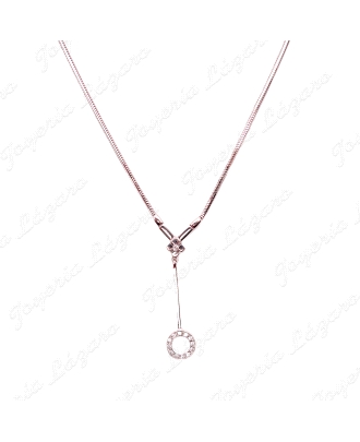 GARGANTILLA ORO 18KT BLANCO SEMINUEVA COLA RATON PENDULO CIRCONITAS                                 