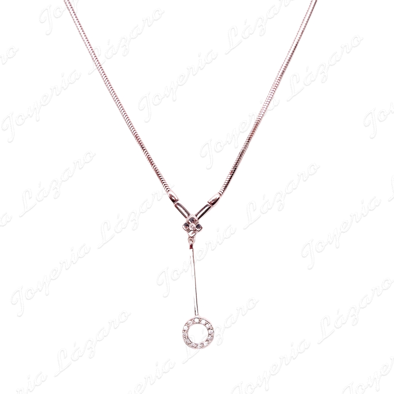 GARGANTILLA ORO 18KT BLANCO SEMINUEVA COLA RATON PENDULO CIRCONITAS                                 