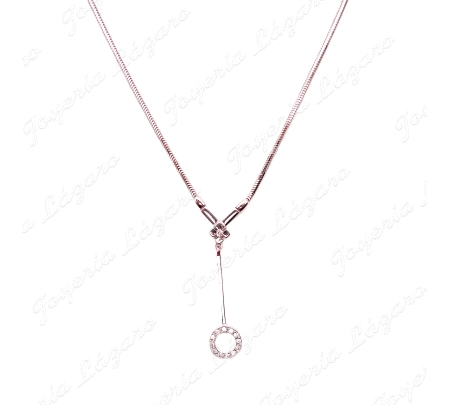 GARGANTILLA ORO 18KT BLANCO SEMINUEVA COLA RATON PENDULO CIRCONITAS                                 