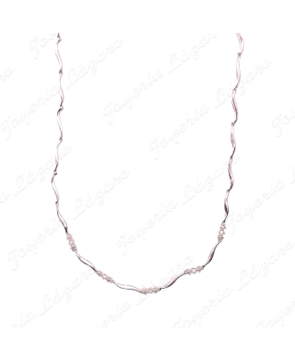 GARGANTILLA ORO 18KT BLANCO SEMINUEVO TRAMOS 3 CIRCONITAS GARRAS                                    