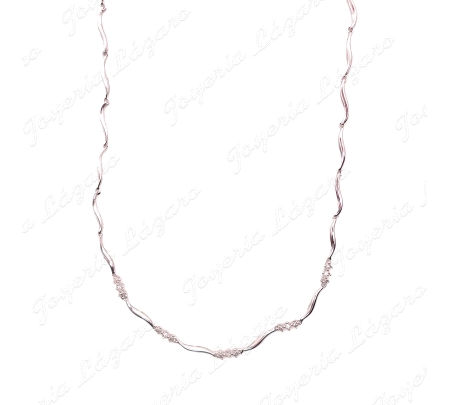 GARGANTILLA ORO 18KT BLANCO SEMINUEVO TRAMOS 3 CIRCONITAS GARRAS                                    