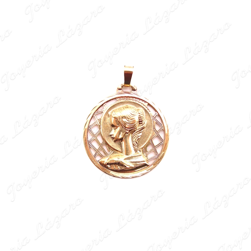MEDALLA ORO 18KT OCASION VIRGEN NIÑA/BUSTO MUJER