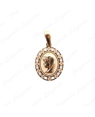 MEDALLA ORO 18 KTS VIRGEN NIÑA OVAL 13X16MM FILO PERFORADO                                          