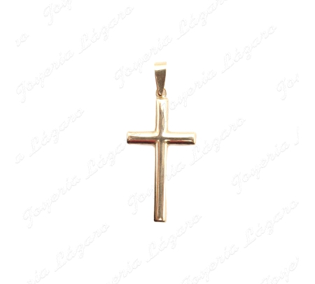 CRUZ ORO 18 KTS LISA PERFIL ALMENDRA 12X22MM                                                        