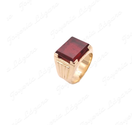 SORTIJA ORO 18KT OCASION DAMERO ROJO PIEDRA 15X13
