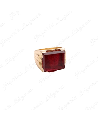 SORTIJA ORO 18KT OCASION DAMERO ROJO PIEDRA 15X13