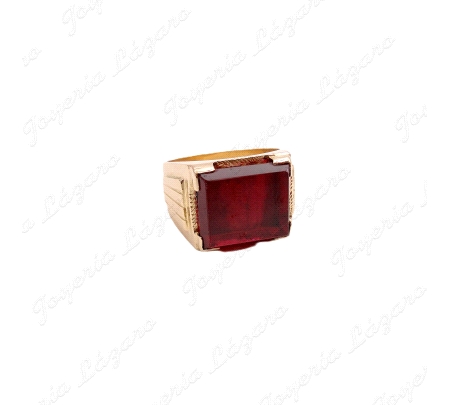 SORTIJA ORO 18KT OCASION DAMERO ROJO PIEDRA 15X13