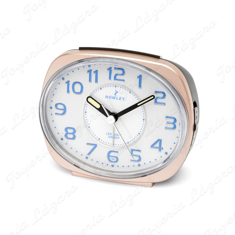 DESPERTADOR RELOJ NOWLEY OVALADO BRONCE DOBLE ILUMINACION                                           