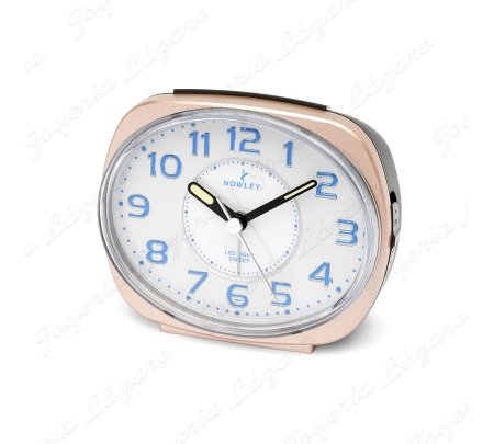 DESPERTADOR RELOJ NOWLEY OVALADO BRONCE DOBLE ILUMINACION                                           