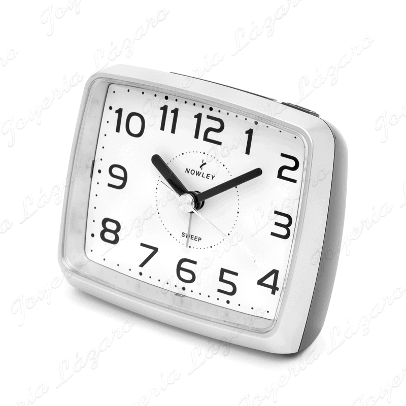 DESPERTADOR RELOJ NOWLEY SILENCIOSO RECTANGULAR PLATEADO                                            
