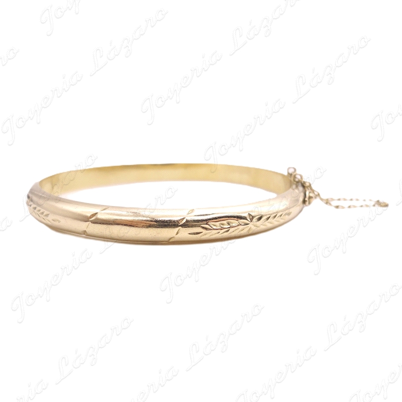PULSERA 1/2 CAÑA ORO 18KT SEMINUEVA 6X56MM CON CADENA SEGURIDAD                                     