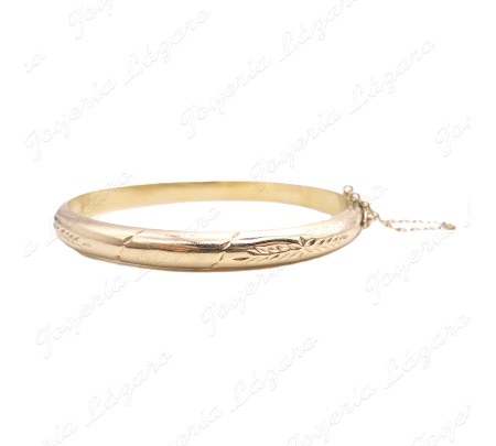 PULSERA 1/2 CAÑA ORO 18KT SEMINUEVA 6X56MM CON CADENA SEGURIDAD