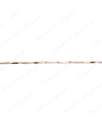 PULSERA ORO 18KT SEMINUEVA BICOLOR PIEZAS ALTERNAS CIRCONITAS+LISA                                  