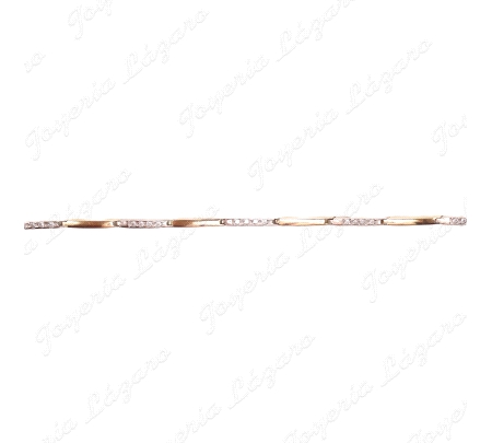 PULSERA ORO 18KT SEMINUEVA BICOLOR PIEZAS ALTERNAS CIRCONITAS+LISA