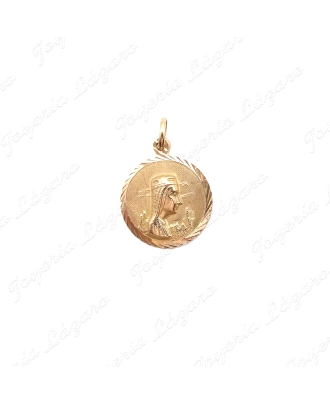 MEDALLA ORO 18KT SEMINUEVA 18MM VIRGEN MONTSERRAT Y SAN JORGE CON DRAG                              