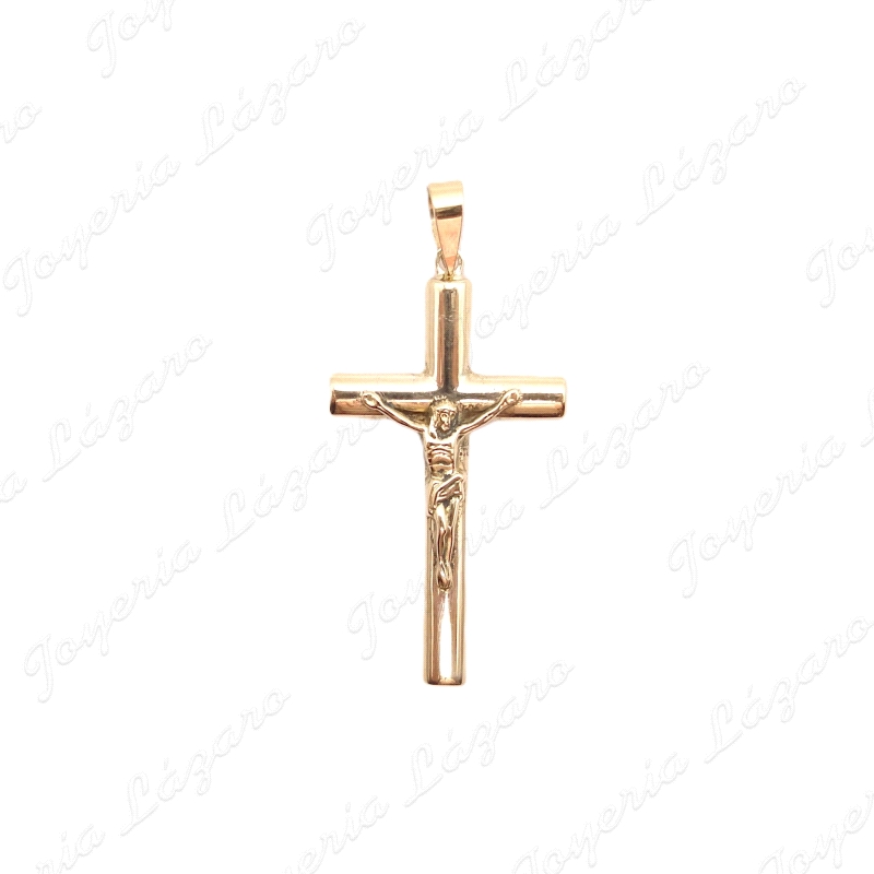 CRUZ ORO 18KT SEMINUEVA 17X31MM CON CRISTO TABLA ALMENDRA                                           