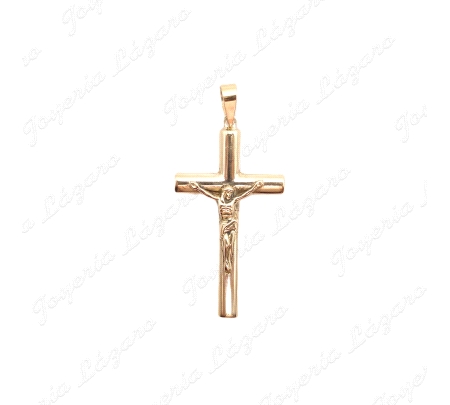 CRUZ ORO 18KT SEMINUEVA 17X31MM CON CRISTO TABLA ALMENDRA
