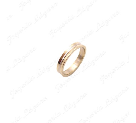 ALIANZA ORO 18KT SEMINUEVA 4MM BICOLOR SURCO CENTRO BLANCO                                          