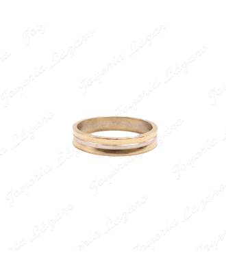 ALIANZA ORO 18KT SEMINUEVA 4MM BICOLOR SURCO CENTRO BLANCO