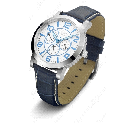 DUWARD RELOJ CABALLERO ACERO ESF. PLATA CORREA PIEL AZUL                                            