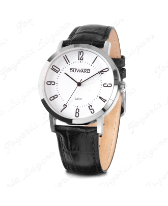 DUWARD RELOJ CABALLERO ACERO ESF. BLANCA CORREA PIEL NEGRA                                          