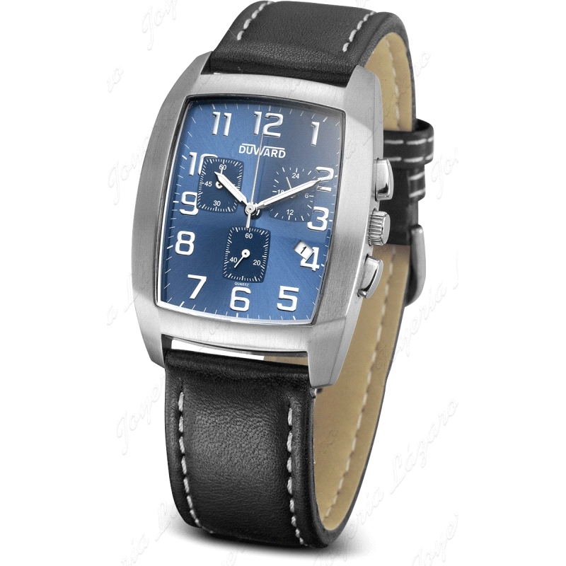 DUWARD RELOJ CABALLERO CRONO, ACERO ESF. AZUL CORREA PIEL NEGRA                                     