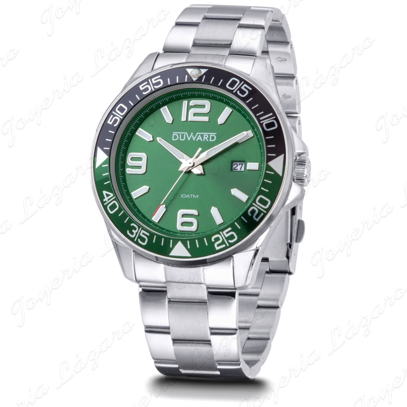 DUWARD RELOJ CABALLERO ACERO ESF. VERDE 10ATM                                                       