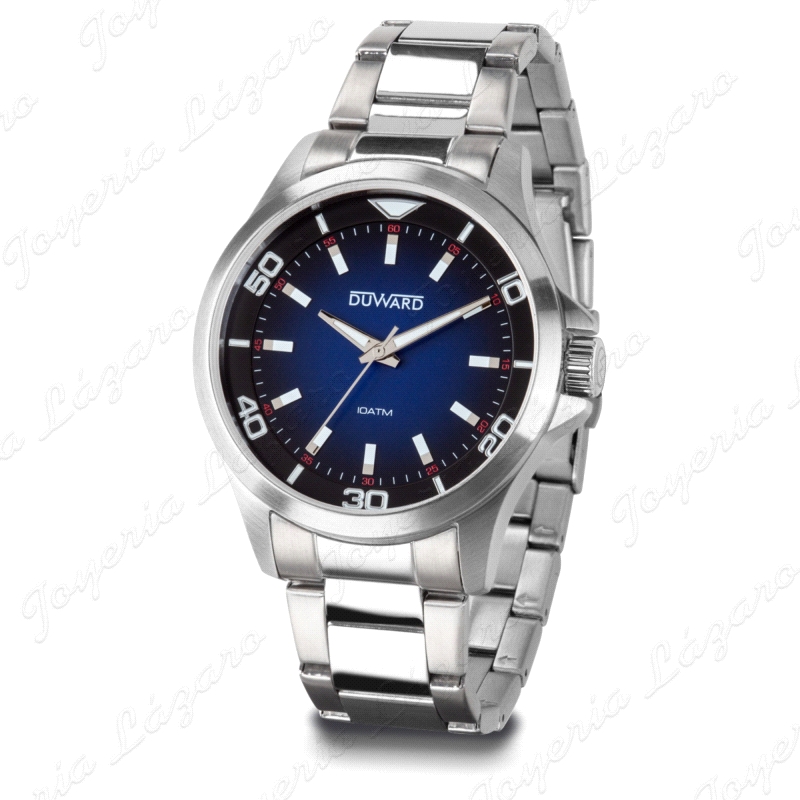 DUWARD RELOJ CABALLERO ACERO 10ATM ESF. NEGRA A AZUL DEGRADADO                                      