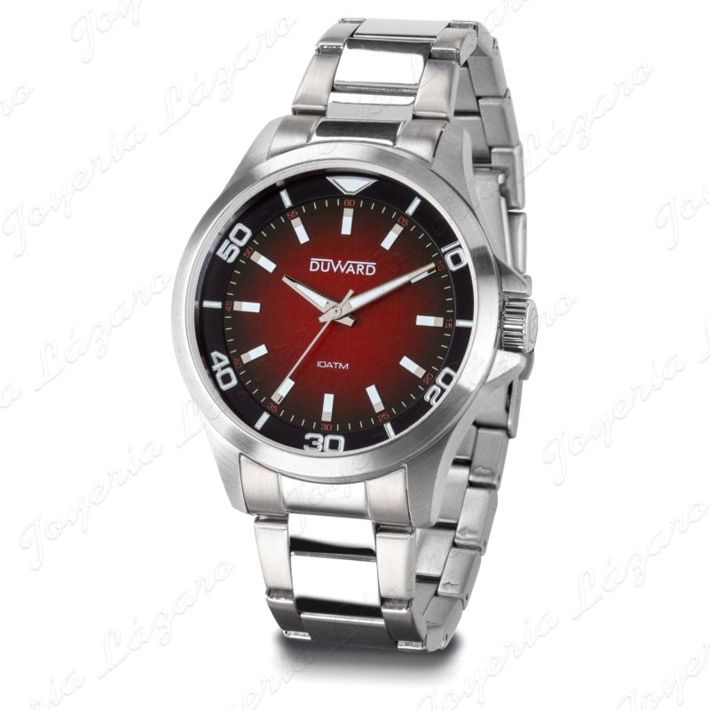 DUWARD RELOJ CABALLERO ACERO 10ATM ESFERA NEGRA A BURDESO DEGRADADA                                 