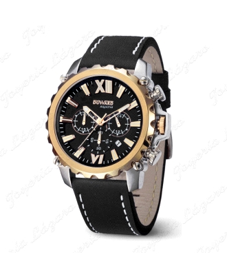 DUWARD RELOJ CABALLERO BICOLOR ESF. NEGRA BISEL DORADO CORREA PIEL NEG                              
