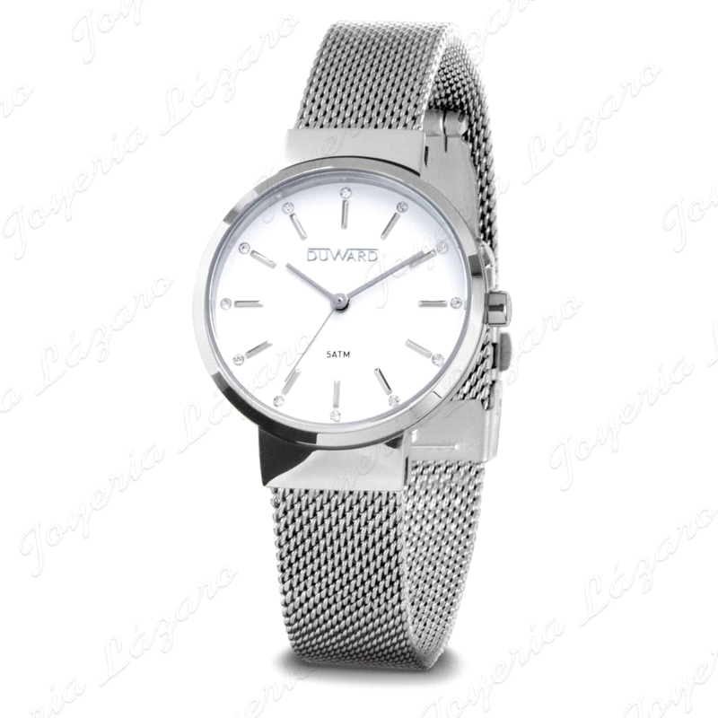 DUWARD RELOJ SRA. ACERO ESF. BLANCA                                                                 