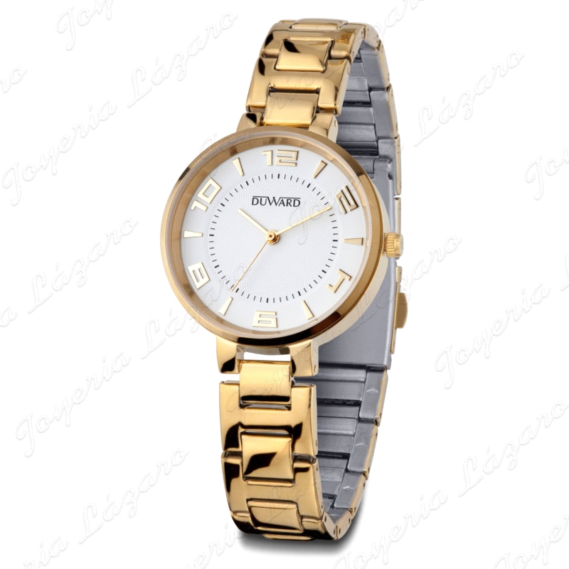 DUWARD RELOJ SRA. ACERO IP DORADO ESF. BLANCA                                                       