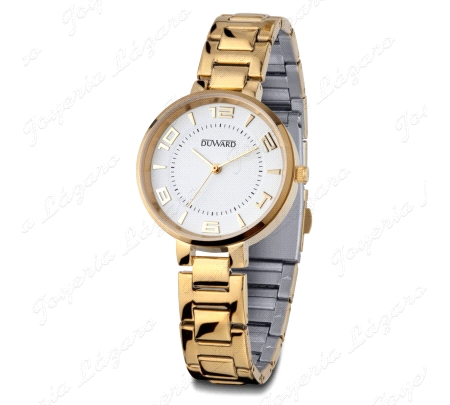DUWARD RELOJ SRA. ACERO IP DORADO ESF. BLANCA                                                       