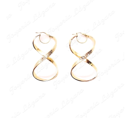 PEND. AROS ORO 18 KTS OCHOS TABLA GRECA 4X50MM CON ARCO EN CIERRE