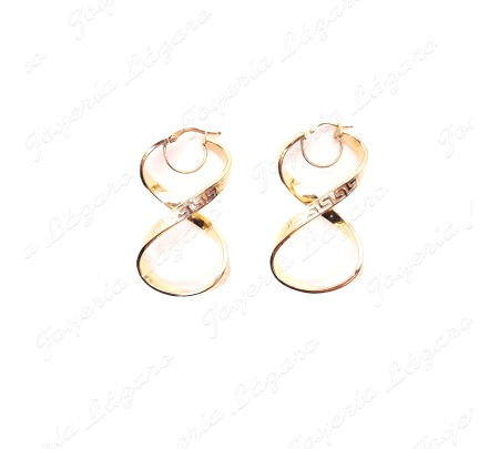 PEND. AROS ORO 18 KTS OCHOS CON ARCO EN CIERRE TABLA GRECA 4MMX40