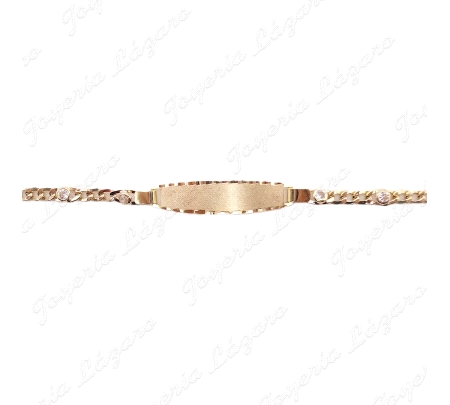 ESCLAVA ORO 18 KTS CADETE CIRCONITAS BOCELADAS 3X1                                                  