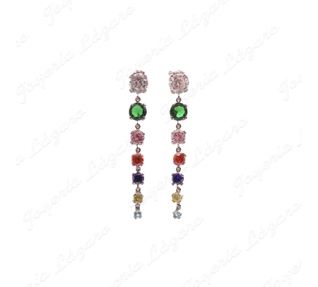 PEND. LARGOS PLATA 58MM SWAROVSKI MULTICOLOR GARRAS C. PRESION