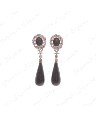 PEND. CORAL/SIMIL PLATA CHAPADA PLATINO 62MM, CARA CERCO SWAROVSKI+PER                              